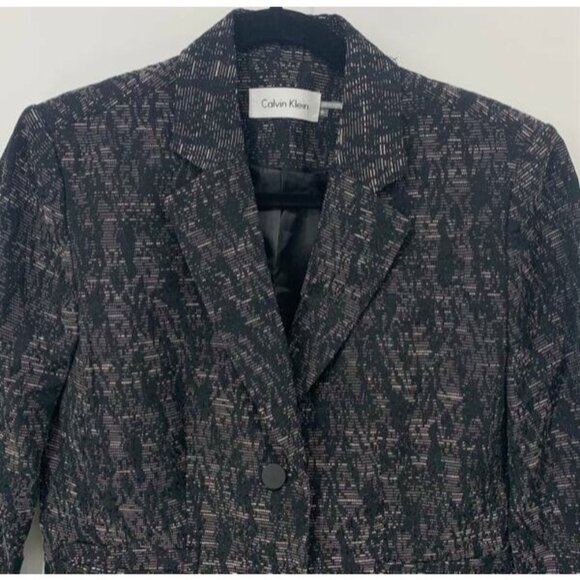 Calvin Klein Jacket Blazer 6 Black Jacquard Women - Picture 2 of 9